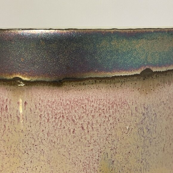 Potter’s Corner Wide‎ Mug Fire Metallic Glazed Dripped Ceramic Red, Green, Tan - Picture 9 of 15